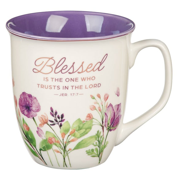 Mug-Purple Floral-Blessed-Jer. 17:7