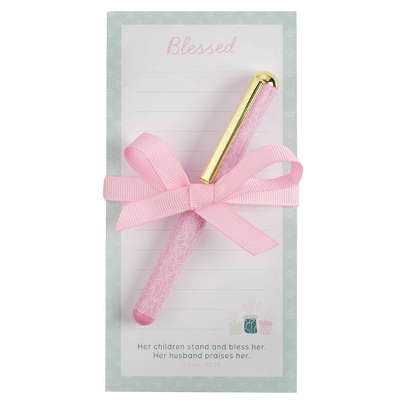 Magnetic Notepad W/Pen-Blessed-Prov. 31:28
