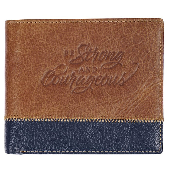 Wallet Leather-Two-tone-Be Strong & Couragous Josh. 1:9