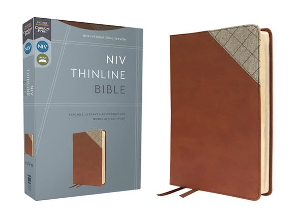 NIV  Thinline Bible (Comfort Print)-Brown Leathersoft