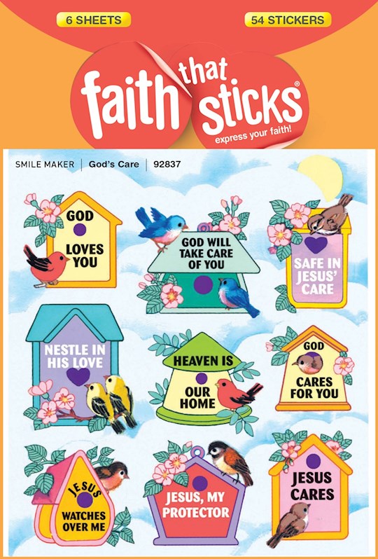 Sticker-God's Care (6 Sheets) (Faith That Sticks)