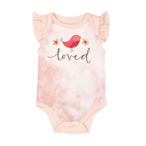 Baby Bodysuit-Loved-Pink (Ruffled) (3-6 Months)