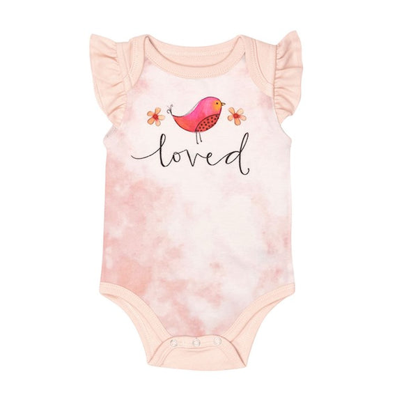 Baby Bodysuit-Loved-Pink (Ruffled) (3-6 Months)