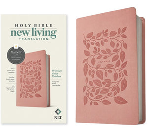 NLT Premium Value Thinline Holy Bible, Filament Enabled Edition-Dusty Pink Vines LeatherLike