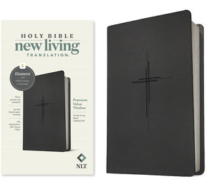 NLT Premium Value Thinline Holy Bible, Filament Enabled Edition-Trinity Cross Black LeatherLike