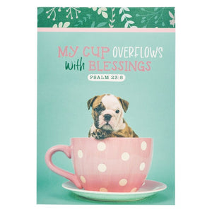 Notepad-Teal Puppy My Cup Overflows Ps. 23:5