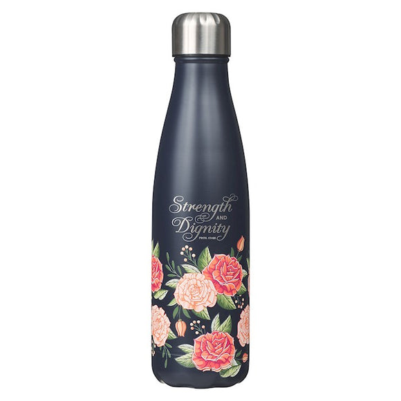 Water Bottle-Strength & Dignity Navy