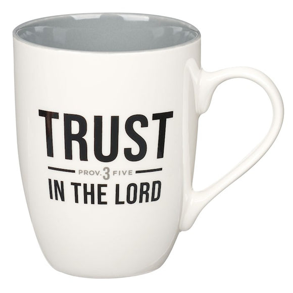 Mug-Trust in the Lord-Proverbs 3:5-White/Taupe