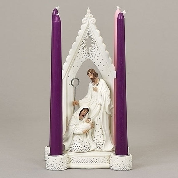 Advent Candleholder-Holy Family/Silver Dot (10.75