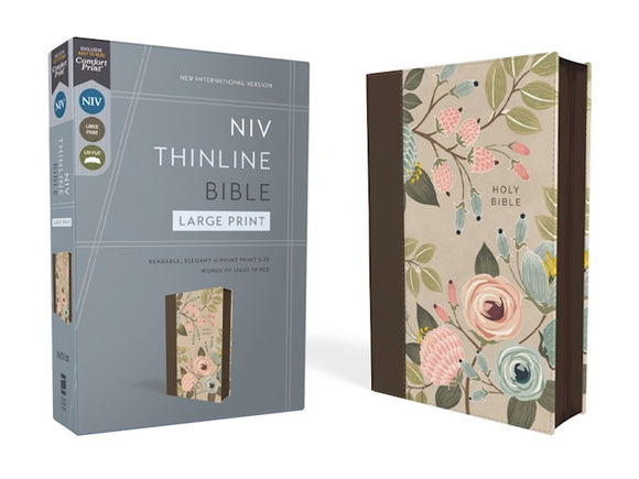 NIV Thinline Bible/Large Print (Comfort Print)-Floral Leathersoft with Zipper