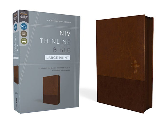 NIV Thinline Bible/Large Print (Comfort Print) Brown Leathersoft with Zipper