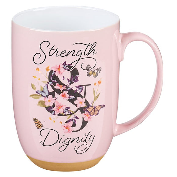 Mug-Strength & Dignity-Pink Butterfly Garden