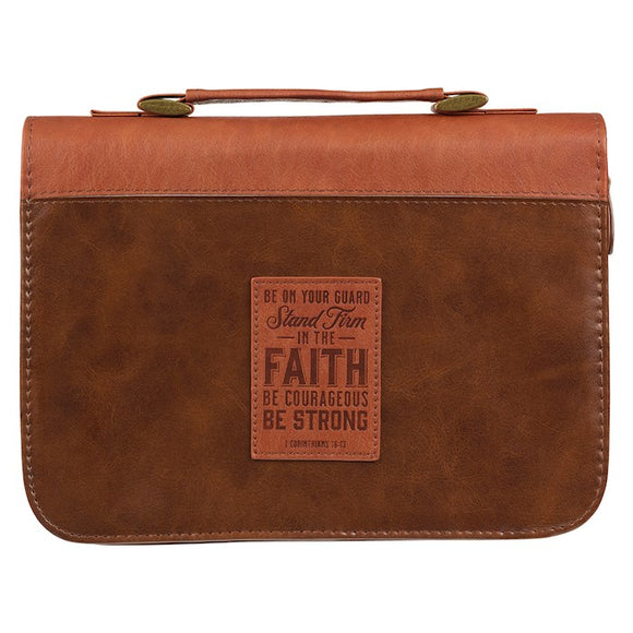 Bible Cover-Classic Luxleather-Stand Firm In The Faith-LRG