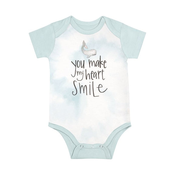 Baby Bodysuit-You Make My Heart Smile-Blue (3-6 Months)