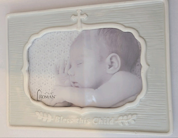 Bless This Child ceramic photo frame