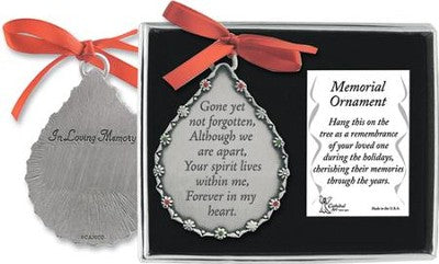 Memorial Ornament - Tearshaped- Gone yet not Forgotten