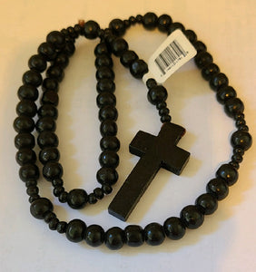 Black wooden Rosary beads  on elastic