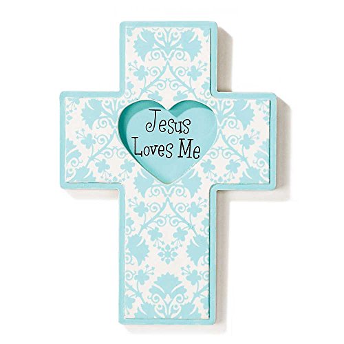 Jesus Loves Me wood Cross - blue