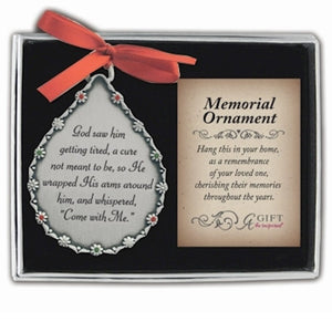 Memorial Ornament - Tearshaped-God Saw Him