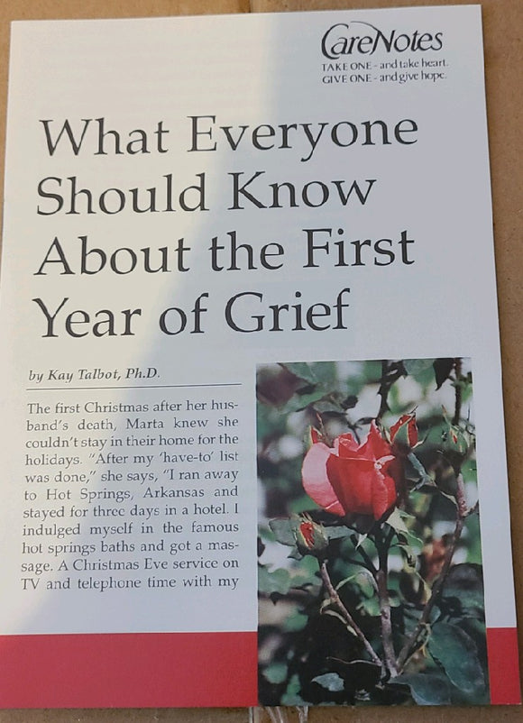 Care Notes - What Everyone Should Know About the First Year of Grief booklet