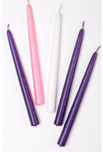 Advent Candle Set - 3 Purple/1 Pink/1 White (10")