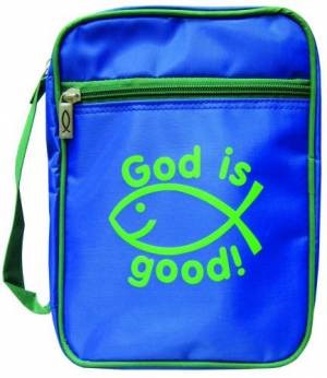 God is good! Bible Cover Medium, Blue and Green