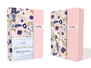 NIV Journal The Word Bible For Girls, Double Column (Comfort Print)-Pink Hardcover w/Magnetic Flap