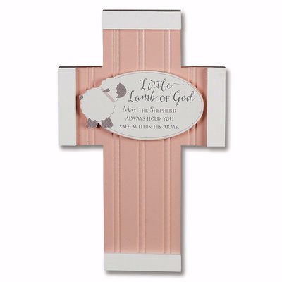 Little Lamb of God Wall Cross - Pink