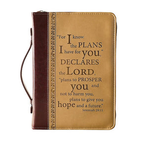 For I Know the Plans Bible Cover, Burgundy/Sand , X-Large