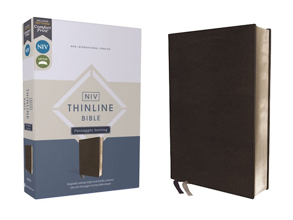 NIV Thinline Bible, Passaggio Setting (Comfort Print)-BlackLeathersoft