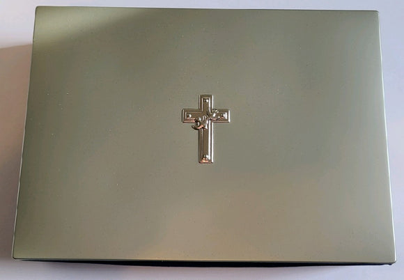 Velvet Gift box with metal top, Cross and 2 Doves