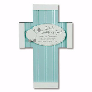Little Lamb of God Wall Cross - Blue