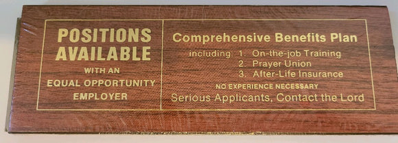 Positions Available Plaque