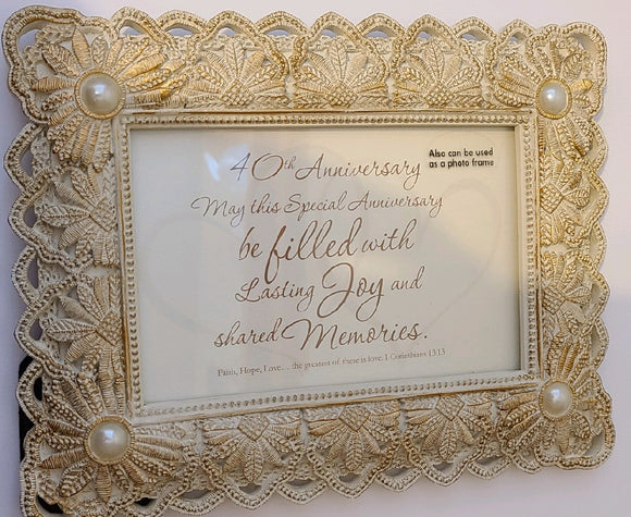 40th Anniversary photo frame plaque