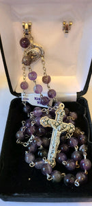 Rosary Necklace with Cross - Amethyst