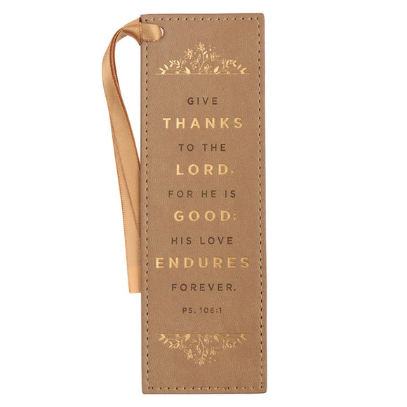 Give Thanks Faux Leather Bookmark Psalm 106:1