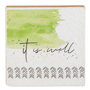 Plaque-Tabletop-It Is Well (4" x 4")